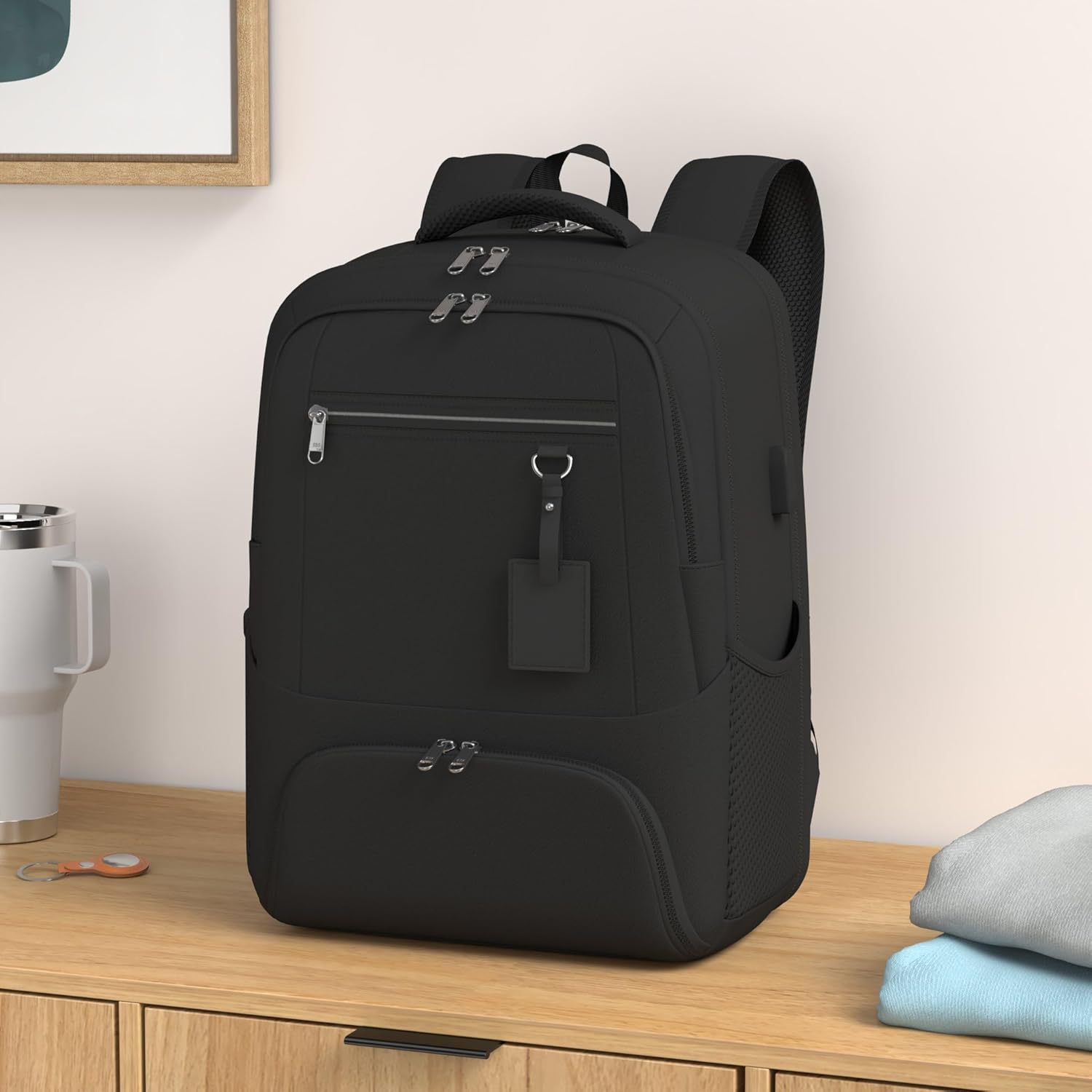 Waterdichte Laptop & Lunch Rugzak met USB Poort – Multi-Vak Reistas