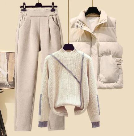 3-Delige Dames Herfstset met Broek, Bodywarmer en Trui – Amira