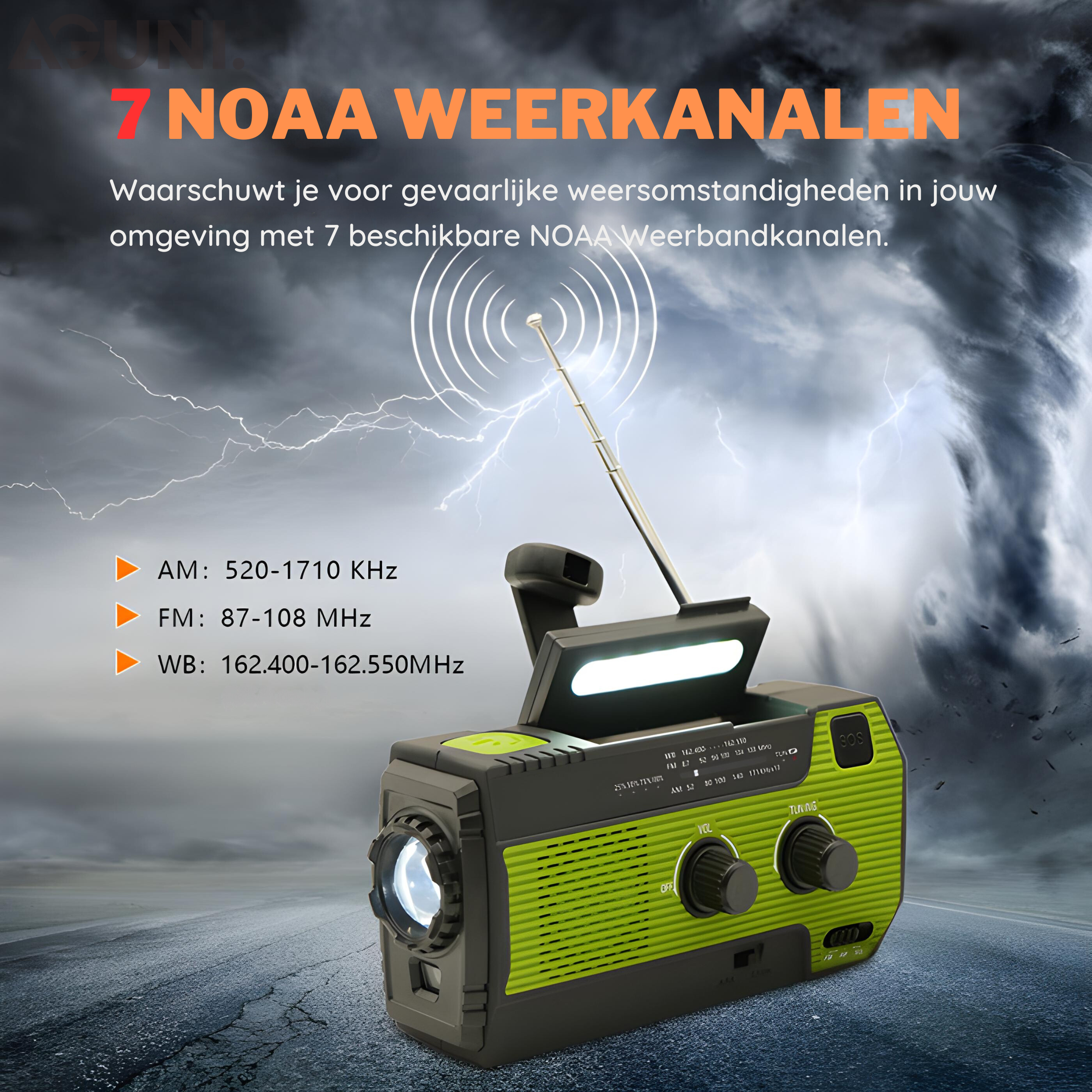 Draagbare Noodradio met Zonne-energie - PowerWave
