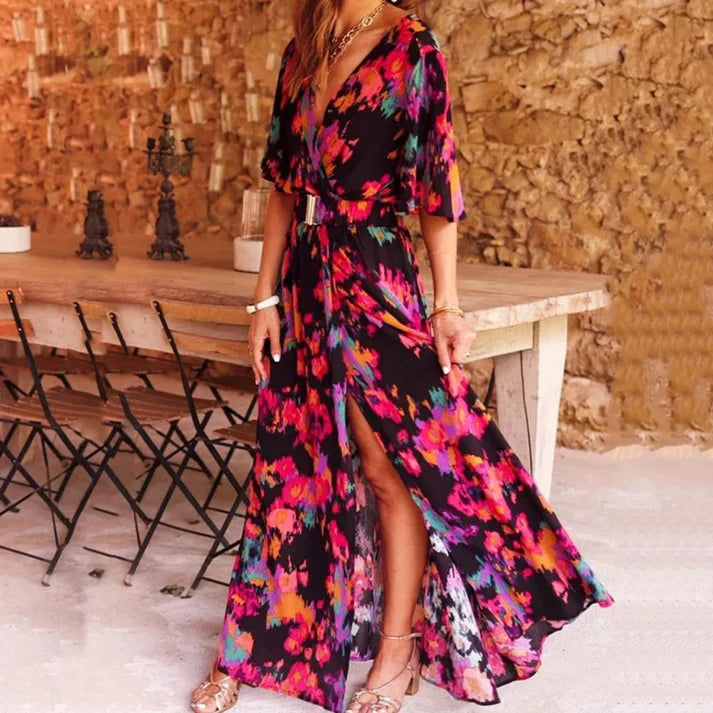 Elegant Floral Wrap Dress | Comfortabele en Stijlvolle Jurk