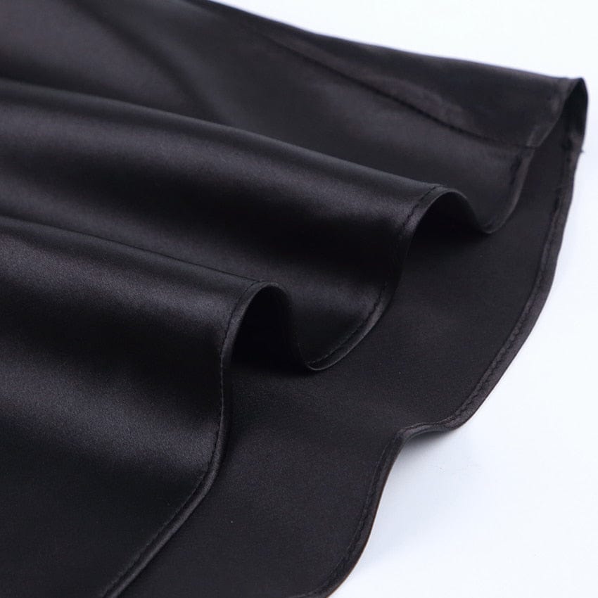 Satijnen glans dames midi rok in A-lijn met hoge taille – Liora