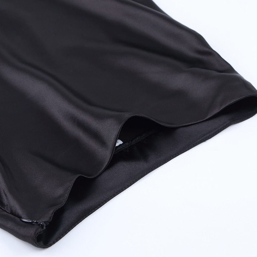 Satijnen glans dames midi rok in A-lijn met hoge taille – Liora