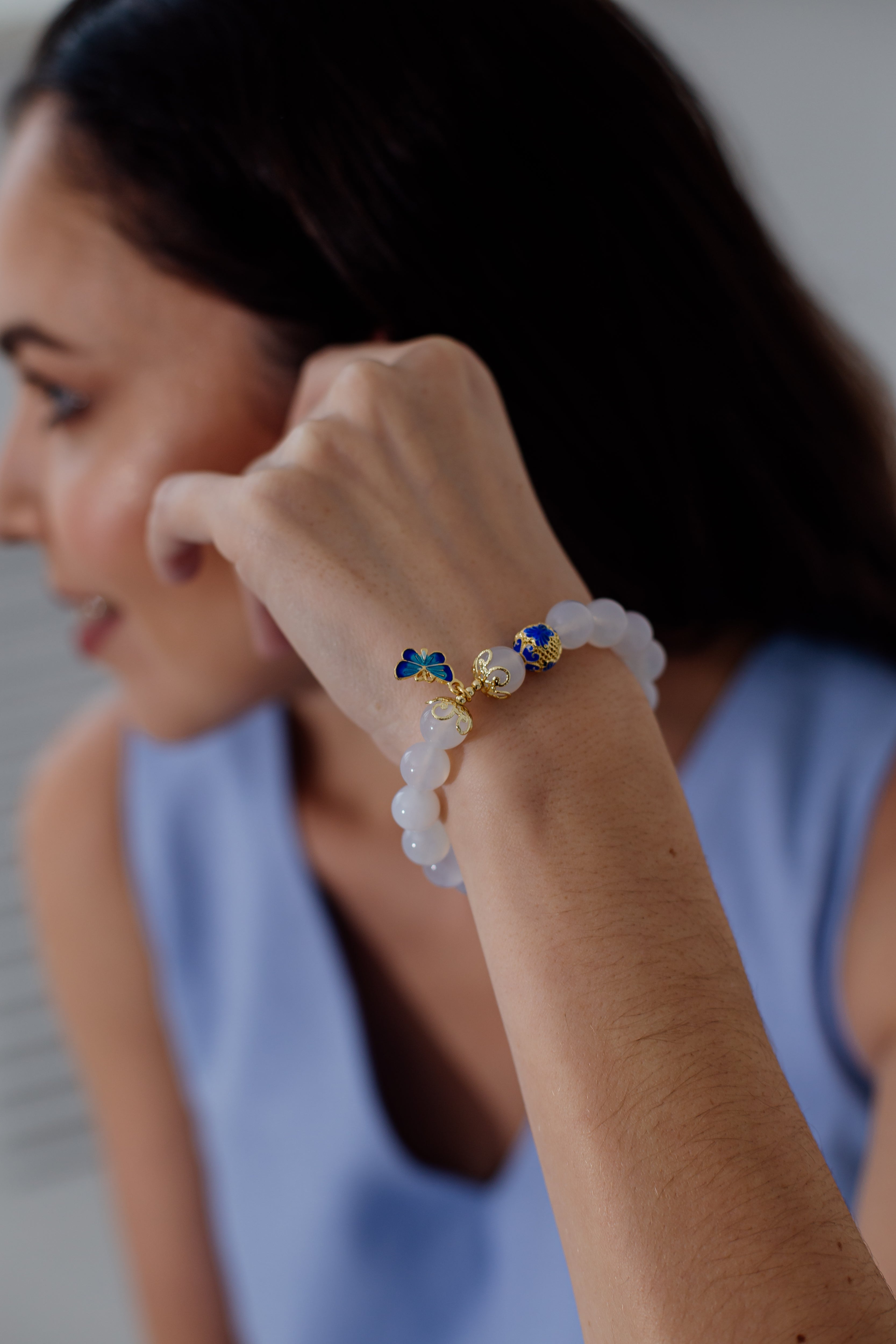Vlinder Witte Agaat Armband – Evelina