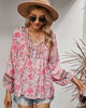 Vintage Boho zomerblouse met bloemenprint en lange mouwen – Sana
