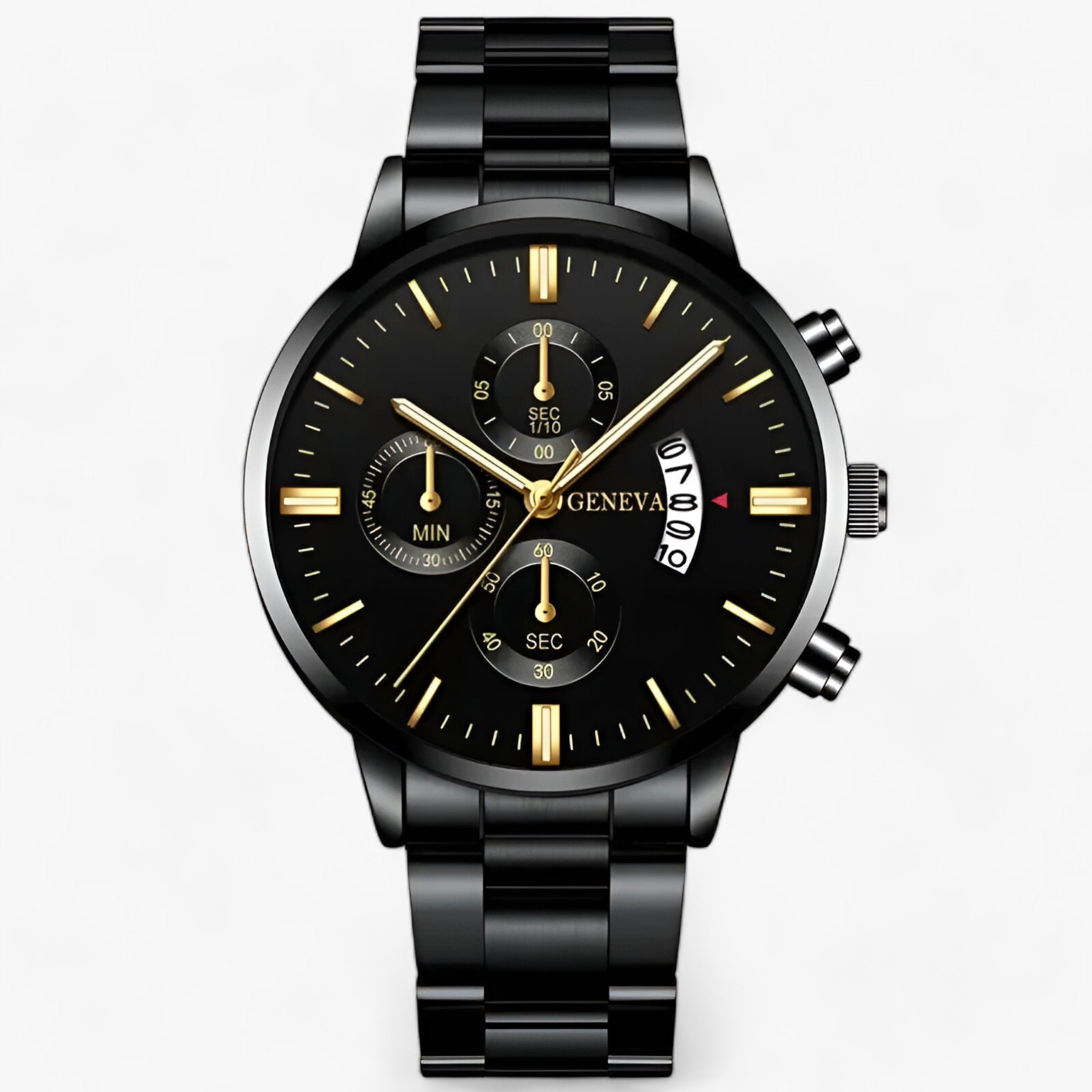 Luxe Zwart Quartz Herenhorloge - Caspian