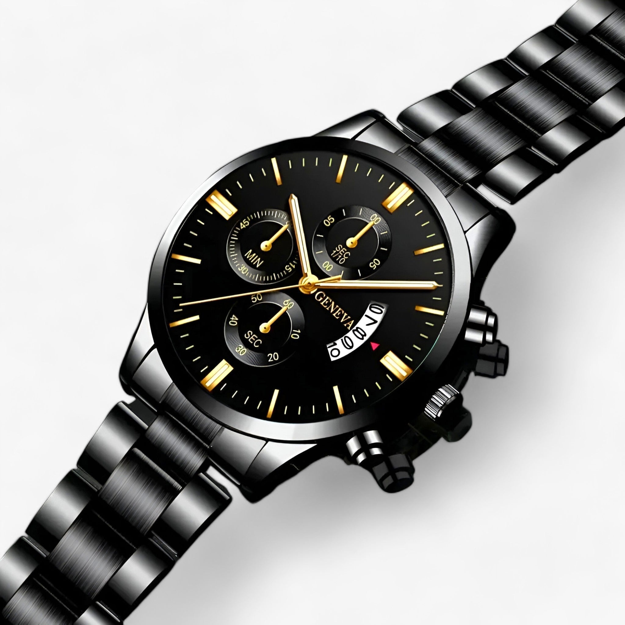 Luxe Zwart Quartz Herenhorloge - Caspian