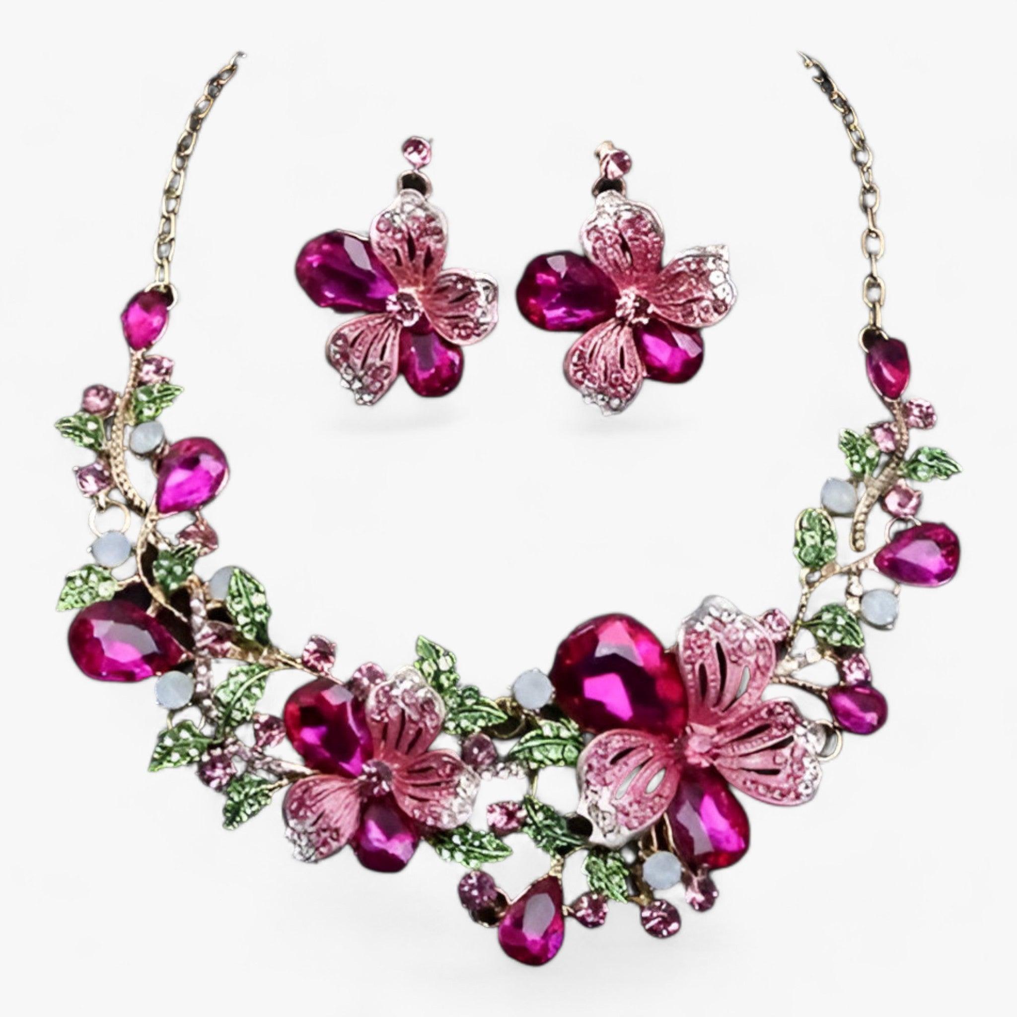 Bruidssieradenset met Emaille Bloemen - Fleur