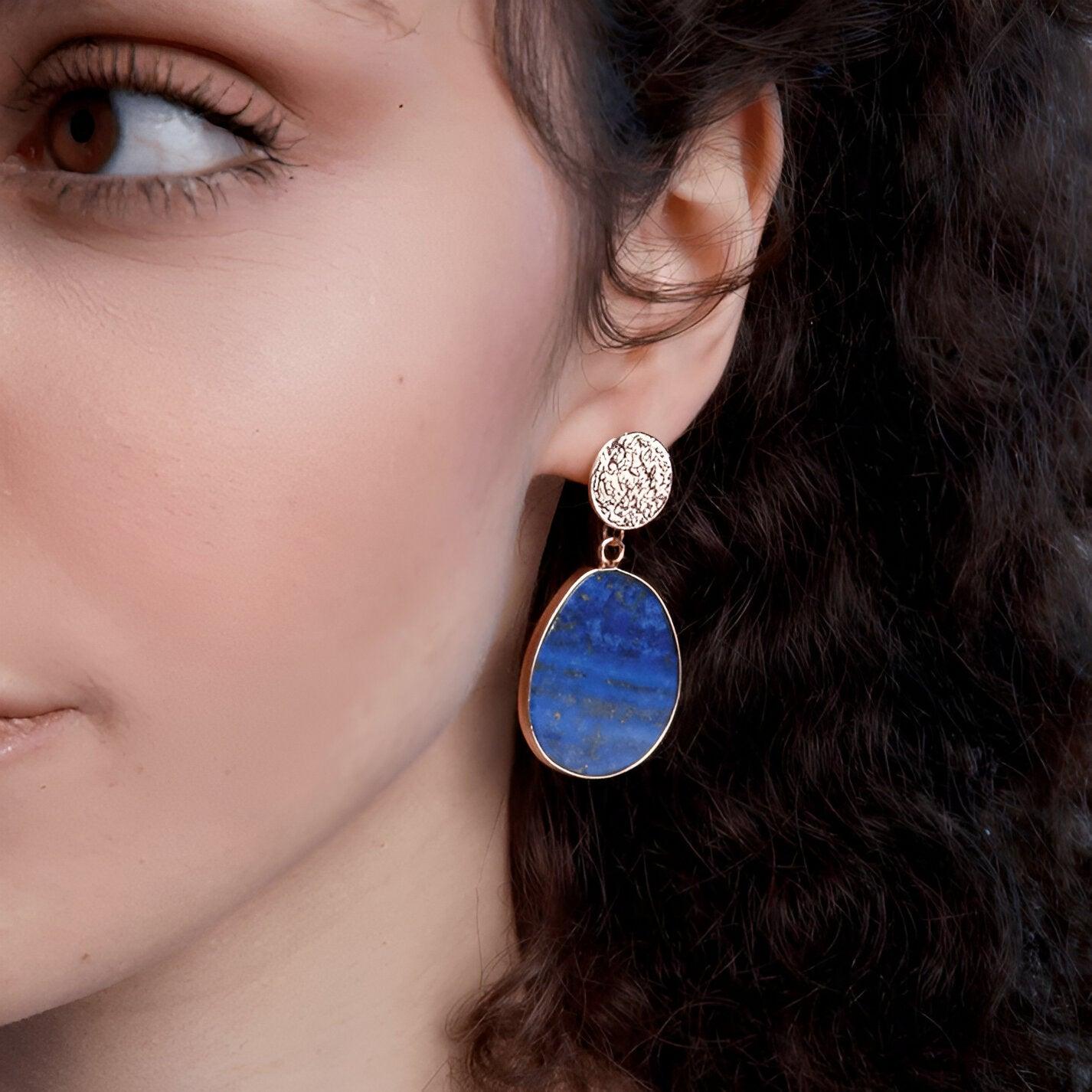 Stijvolle Lapis en Tijgeroog Oorbellen - Althea