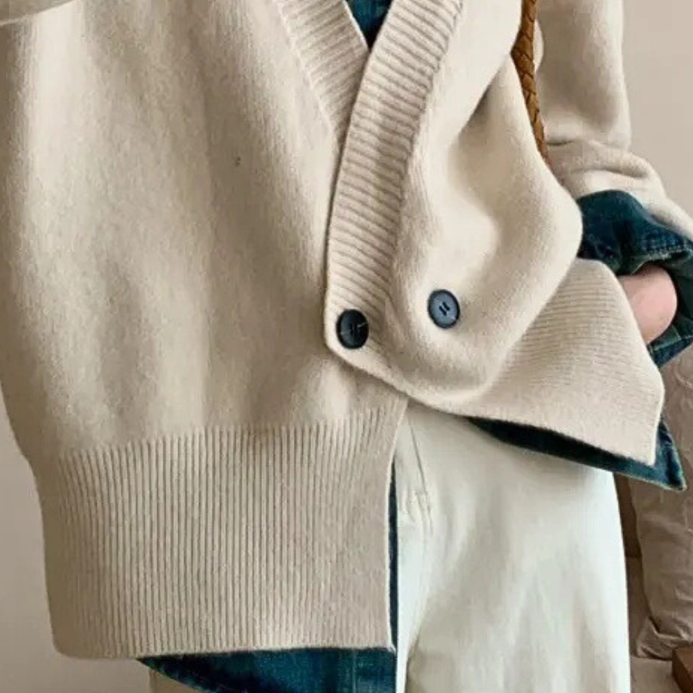 Stijlvol Beige Gebreid Vest voor Dames - Vera