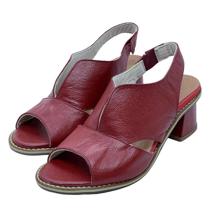 Dames leren sandalen met hak en comfortabel voetbed - Selina