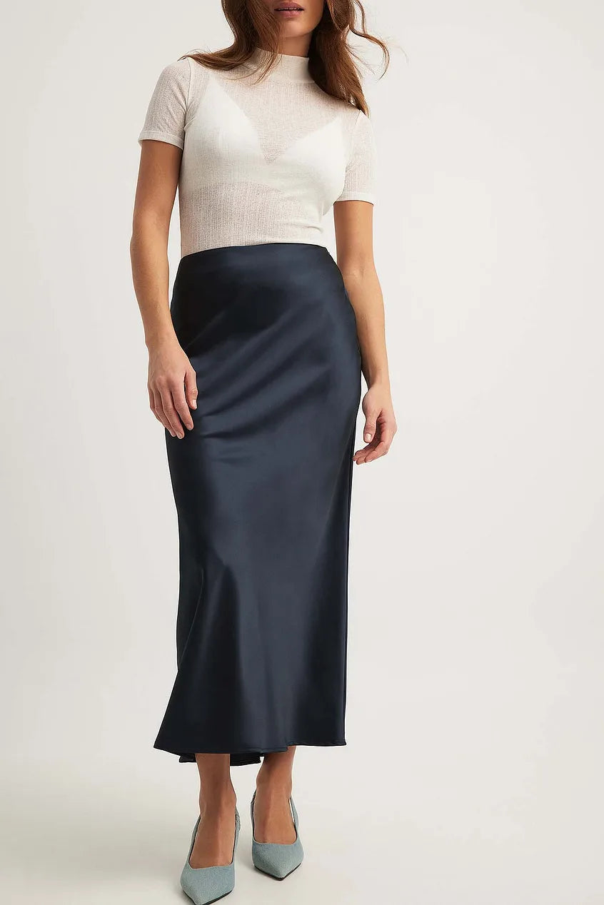 Hoge Taille Satijnen Rok – Leona