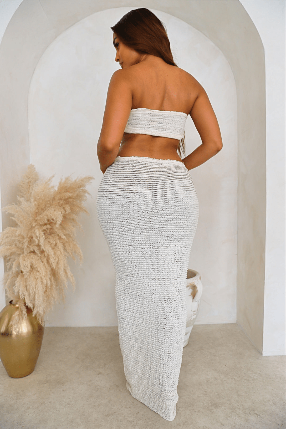 Tweedelig dames zomerset met wikkel-top en V-rok – Leona