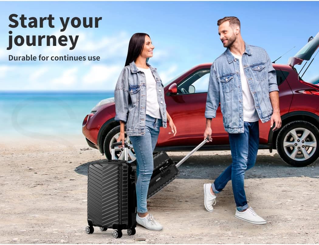 Compacte & Hard-Shell Carry-On Koffer met 360° Spinner Wielen – Zwart