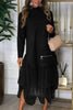 Casual Jurk Met Lange Mouwen En Mesh Rok – Ysolde