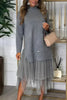 Casual Jurk Met Lange Mouwen En Mesh Rok – Ysolde