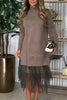 Casual Jurk Met Lange Mouwen En Mesh Rok – Ysolde