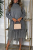 Casual Jurk Met Lange Mouwen En Mesh Rok – Ysolde