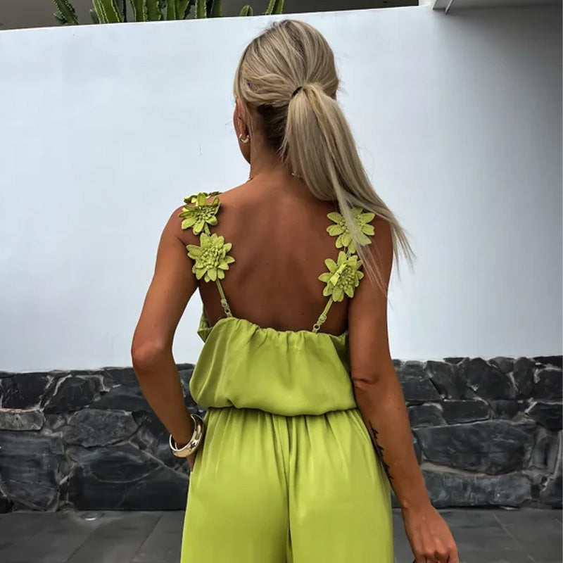 Luchtige Zomer Jumpsuit met Wijde Pijpen - Jasmin