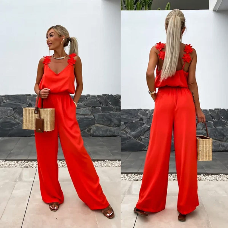 Luchtige Zomer Jumpsuit met Wijde Pijpen - Jasmin