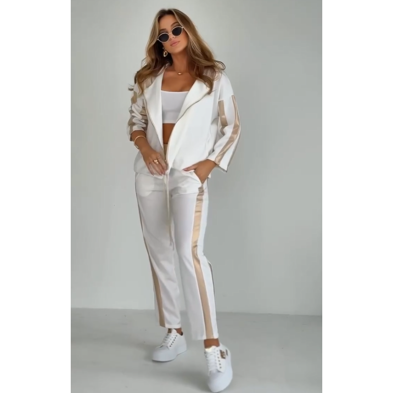 Gestreept Dames Trainingspak met Capuchon en Tailleband – Cosima