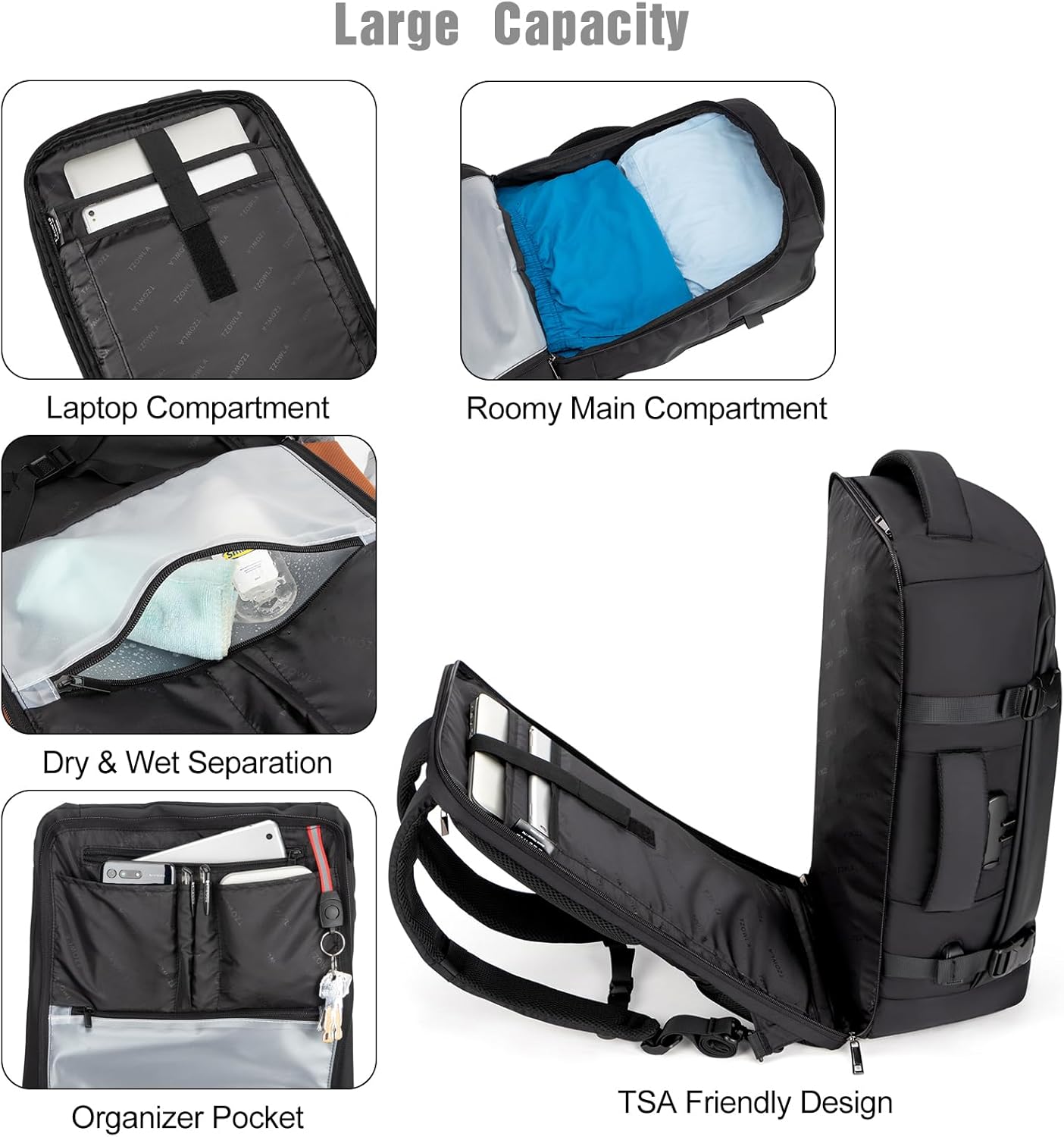 40L Waterbestendige Reis Laptop Rugzak met USB-poort & Antidiefstal Slot – AeroPack