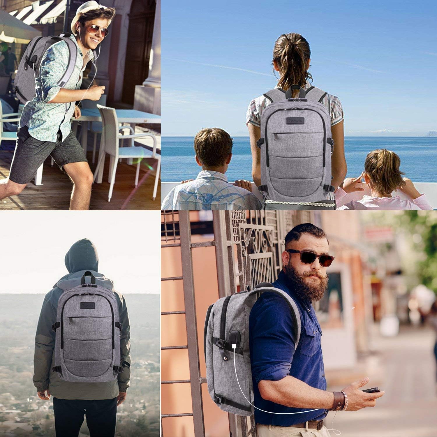 Extra Grote Anti-Diefstal Laptop- en Reisrugzak met USB-poort - 30–50L