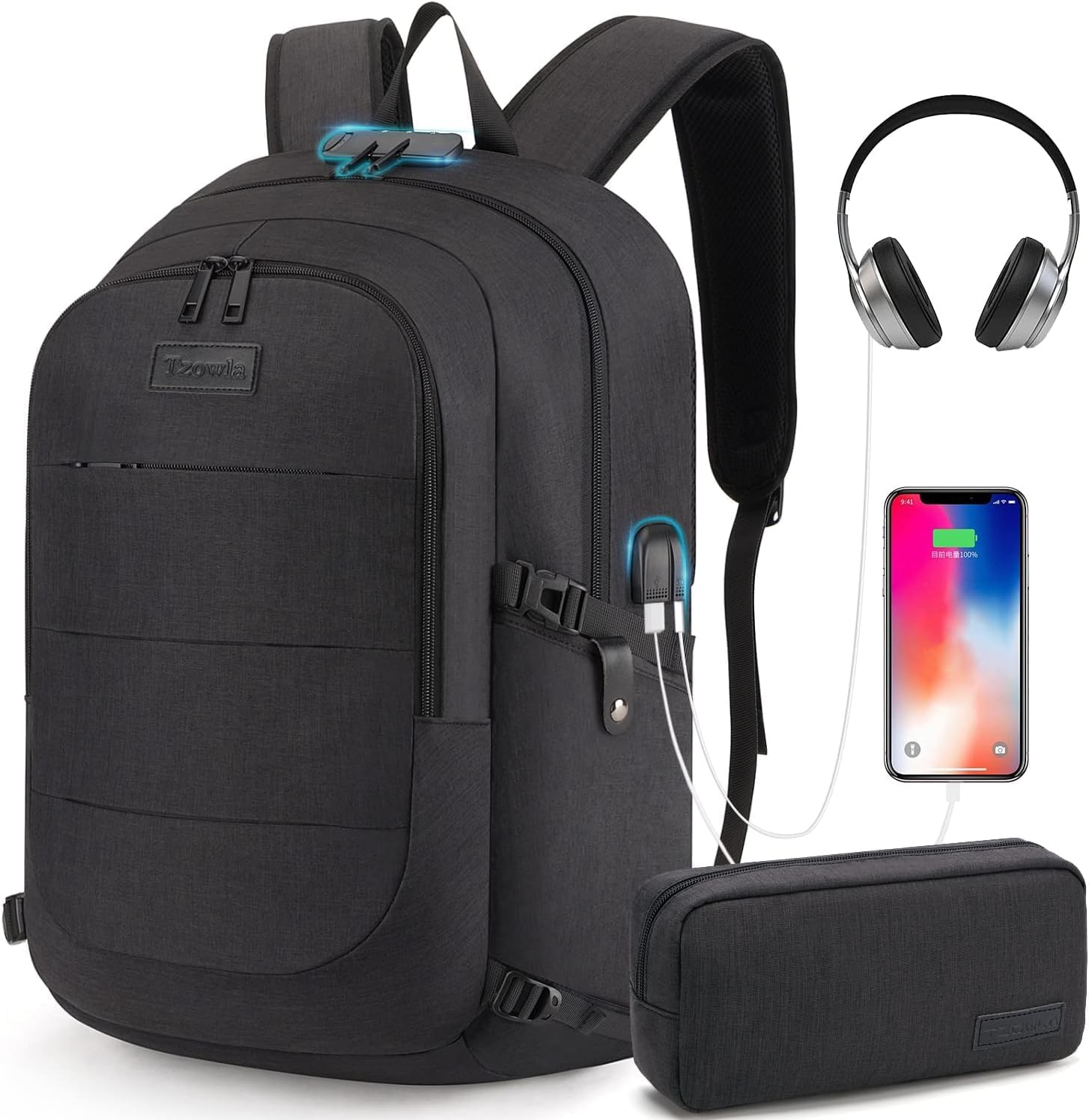 Extra Grote Anti-Diefstal Laptop- en Reisrugzak met USB-poort - 30–50L