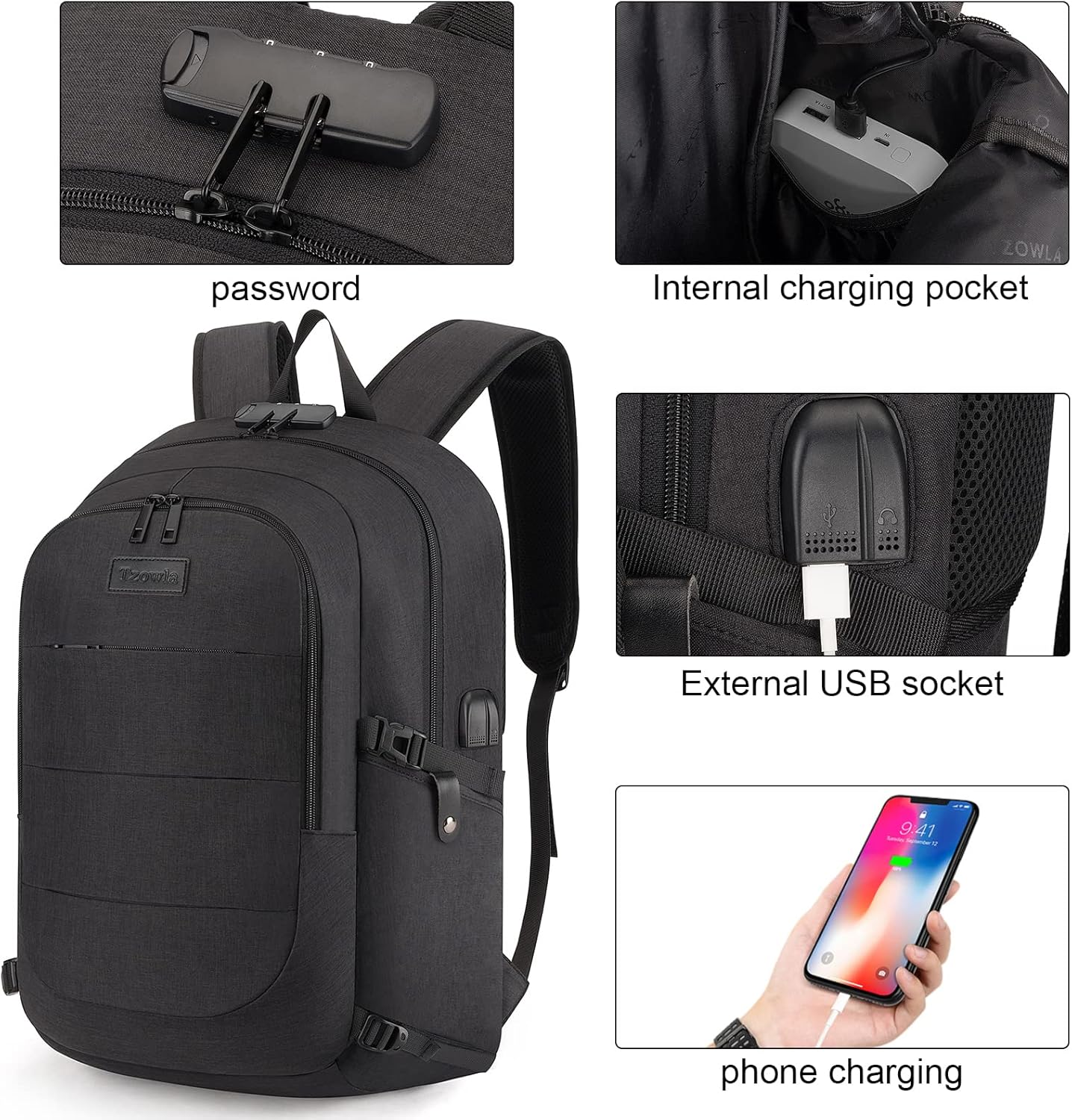 Extra Grote Anti-Diefstal Laptop- en Reisrugzak met USB-poort - 30–50L