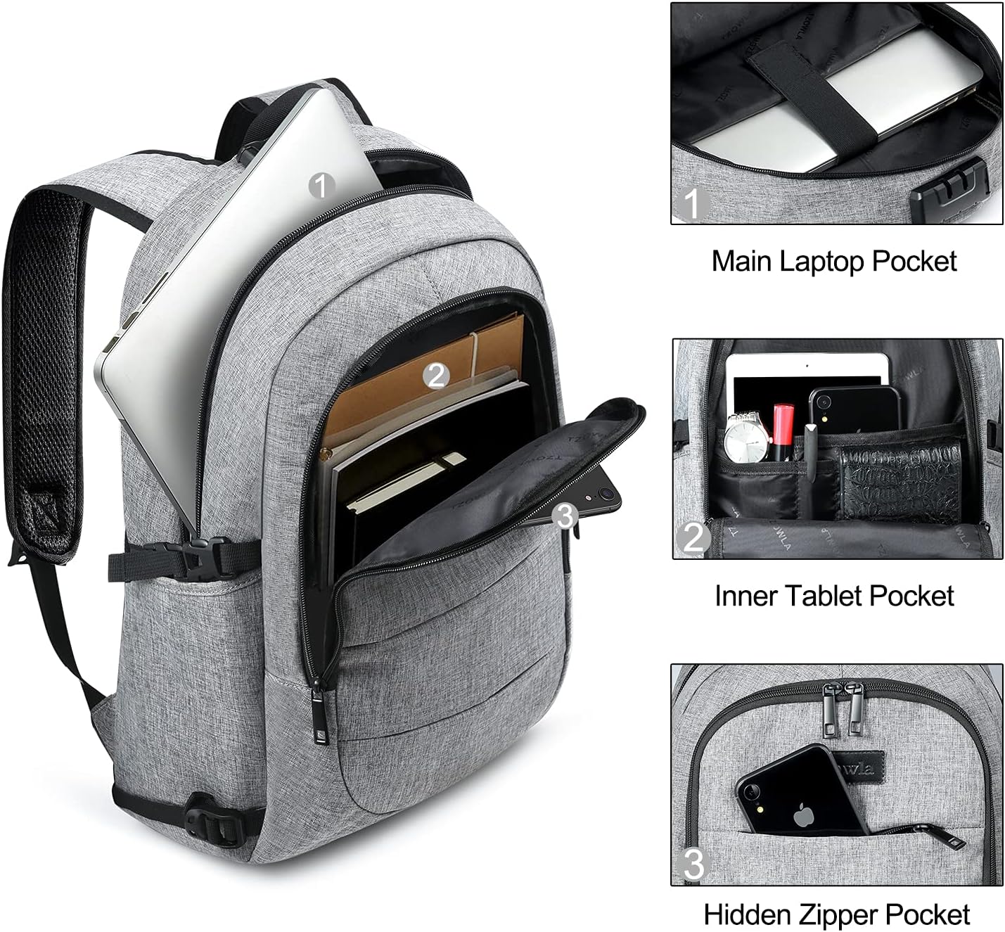 Extra Grote Anti-Diefstal Laptop- en Reisrugzak met USB-poort - 30–50L