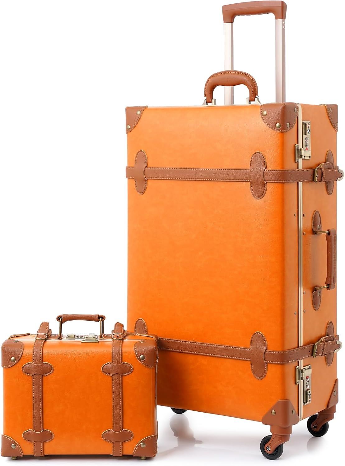 2-delige Vintage-geïnspireerde Koffer Set met Spinner Wielen en Beschermhoes