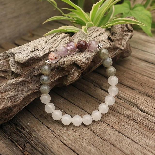Labradoriet, Jade en Amethist Mala - Seraphine