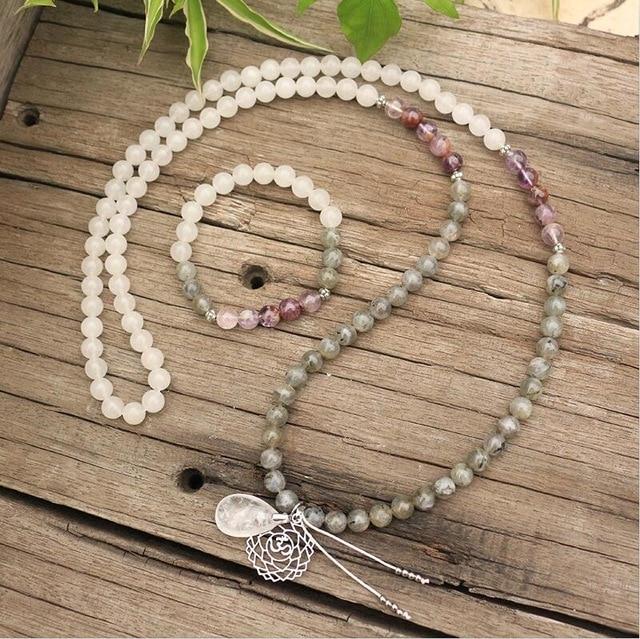 Labradoriet, Jade en Amethist Mala - Seraphine