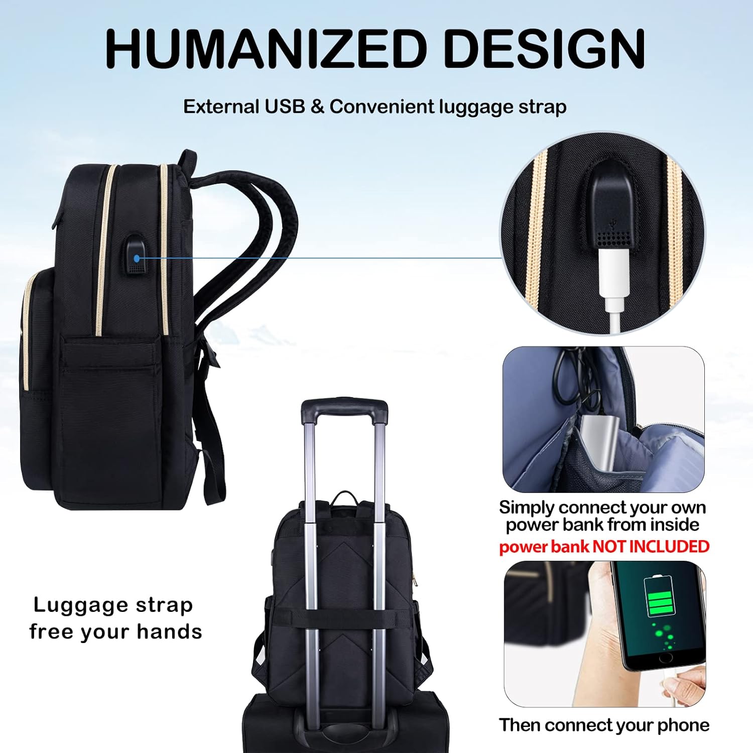 Lichtgewicht Waterdichte Laptop Rugzak met USB-Poort – 15.6" Compatibel