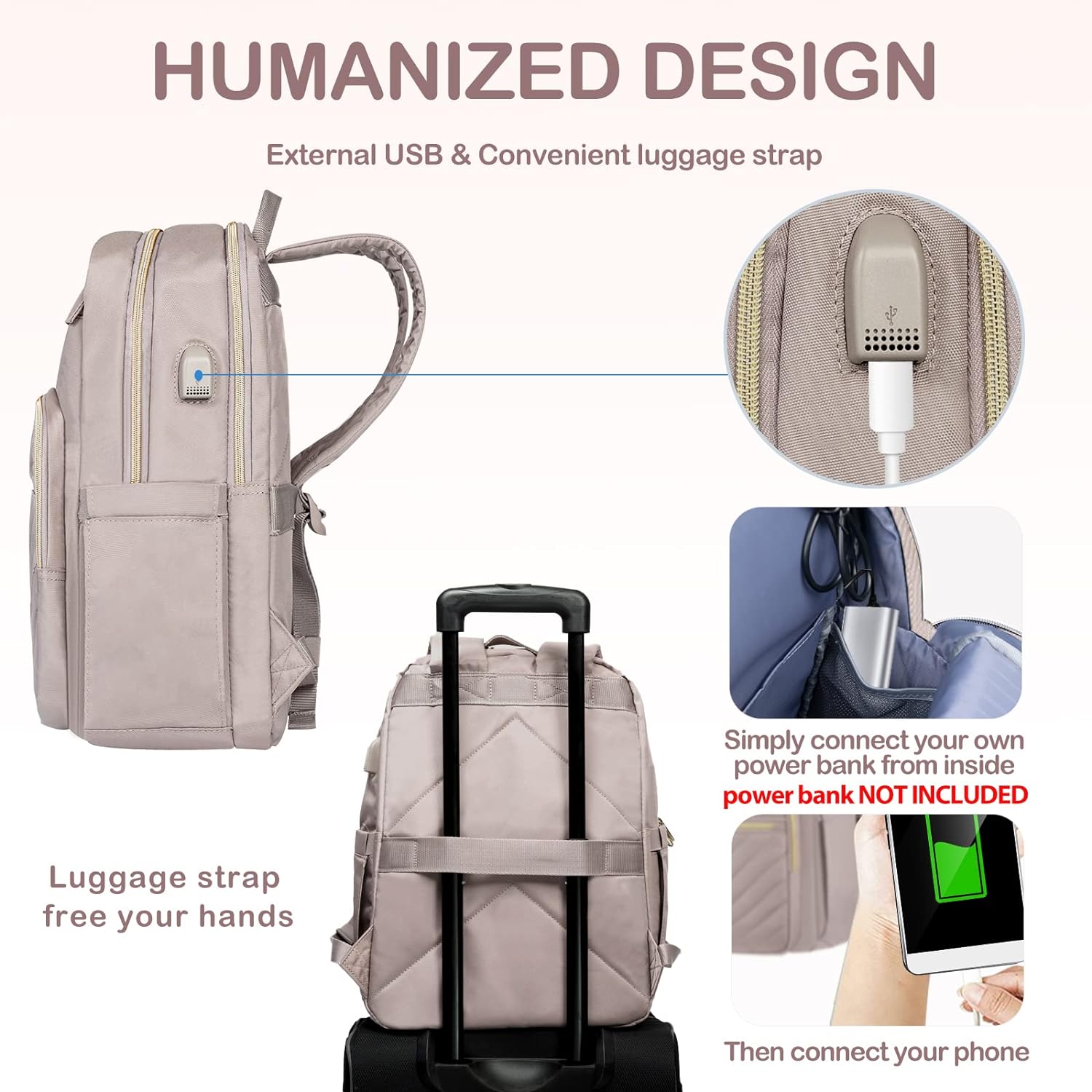 Lichtgewicht Waterdichte Laptop Rugzak met USB-Poort – 15.6" Compatibel