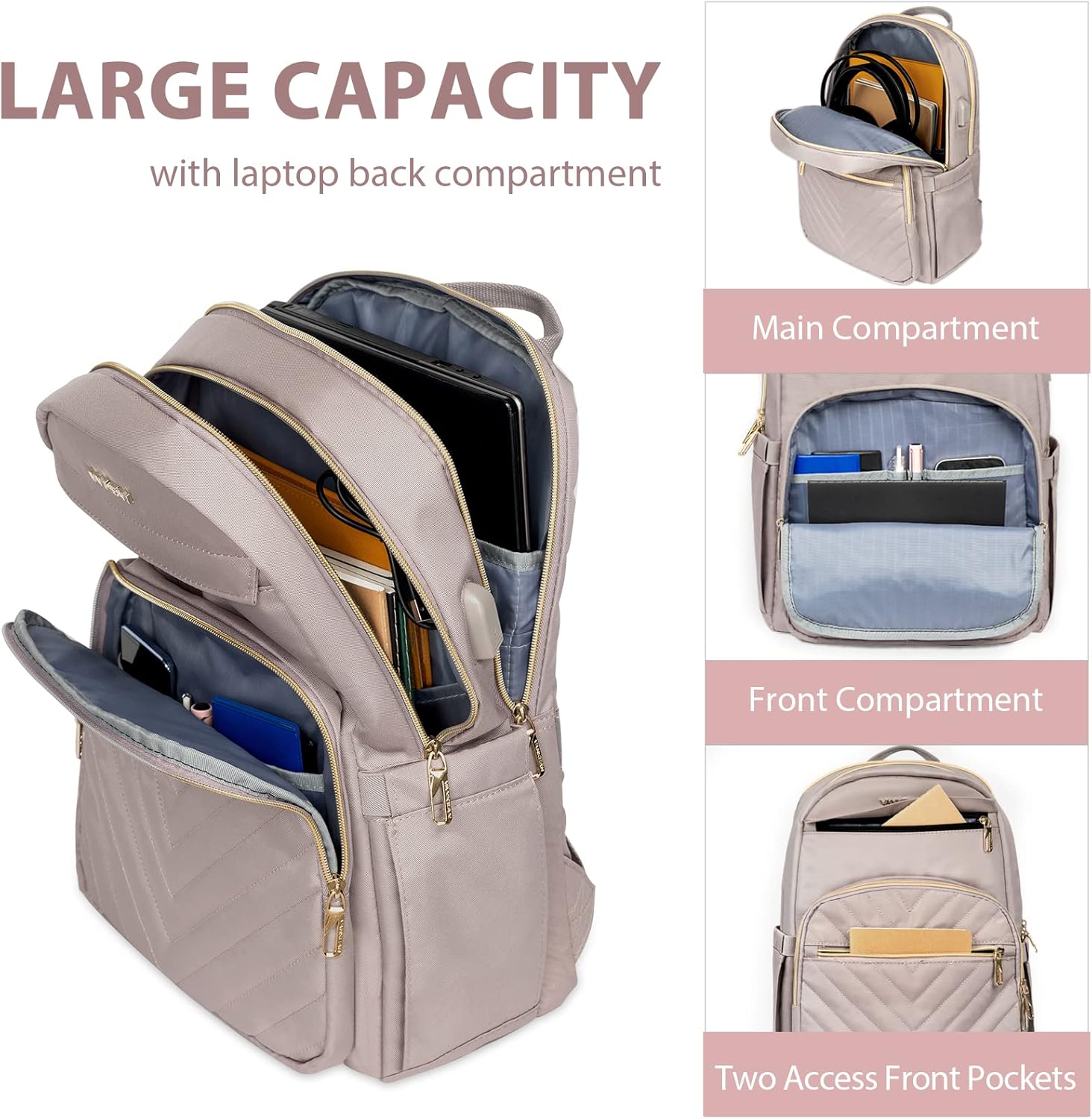 Lichtgewicht Waterdichte Laptop Rugzak met USB-Poort – 15.6" Compatibel