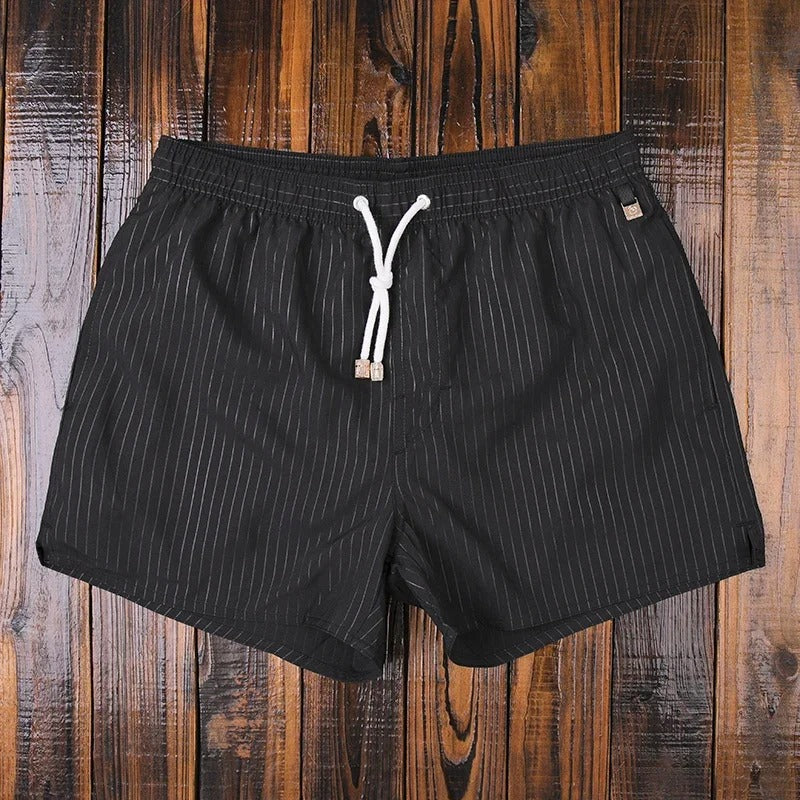 Gestreepte herenshorts met elastische tailleband - Matteo
