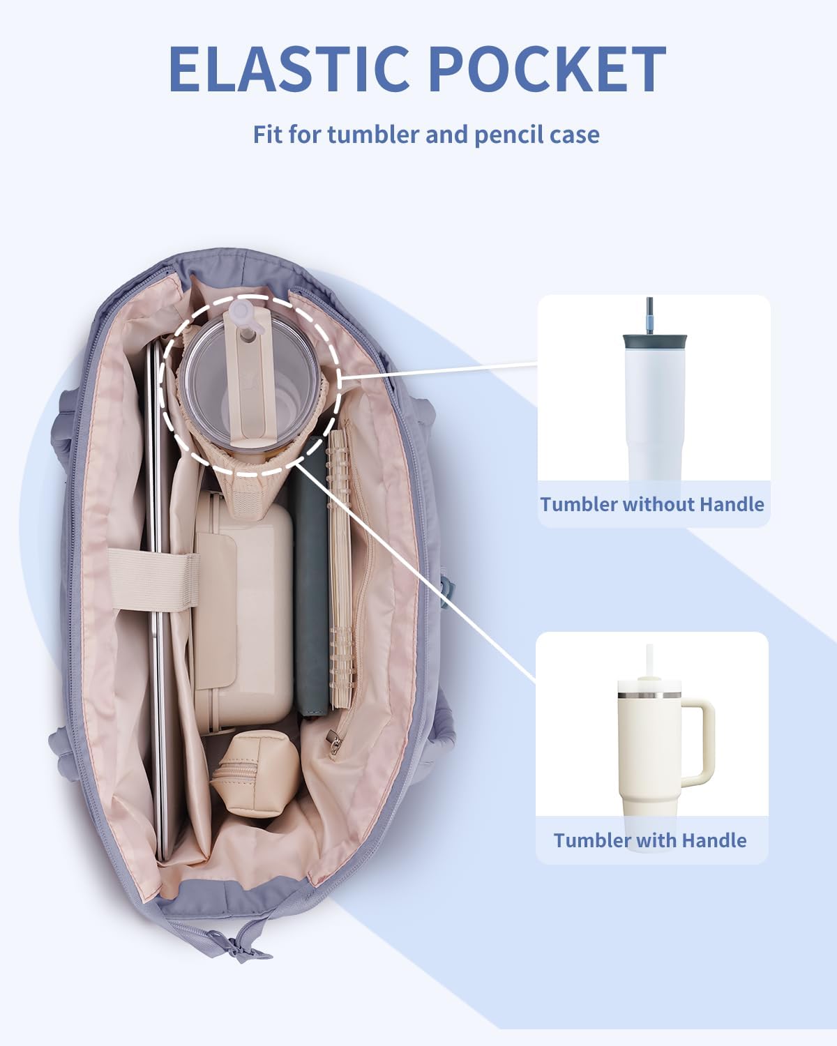 Gewatteerde Puffer Schoudertas met Bekerhouder & Laptop Sleeve voor Reizen en Werk