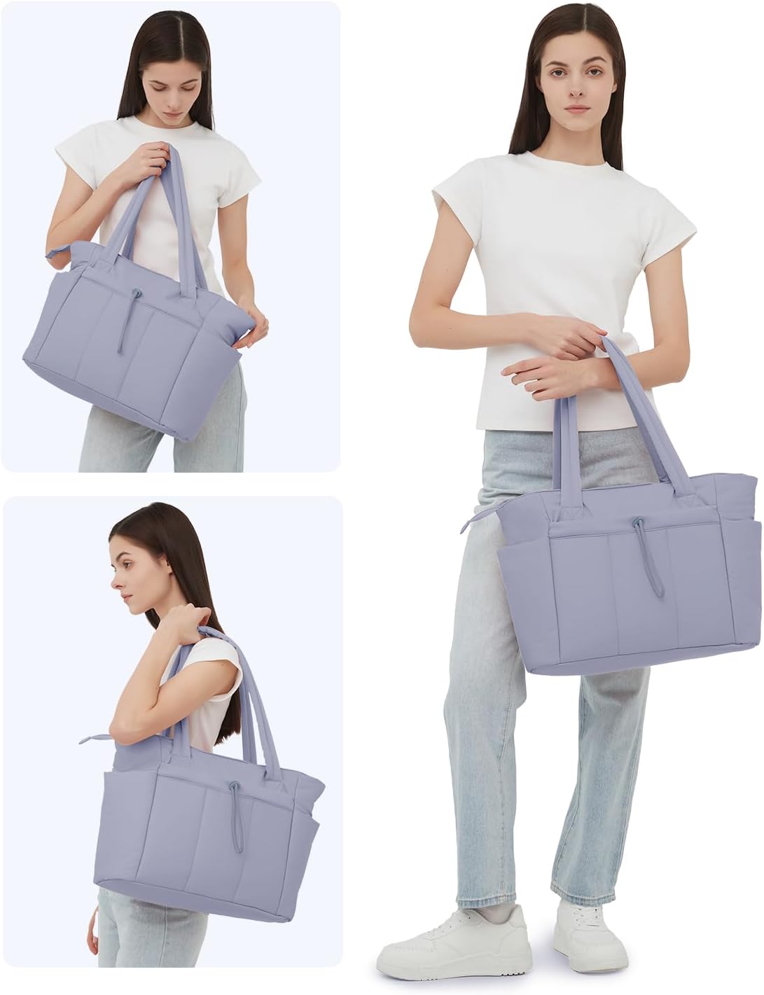 Gewatteerde Puffer Schoudertas met Bekerhouder & Laptop Sleeve voor Reizen en Werk