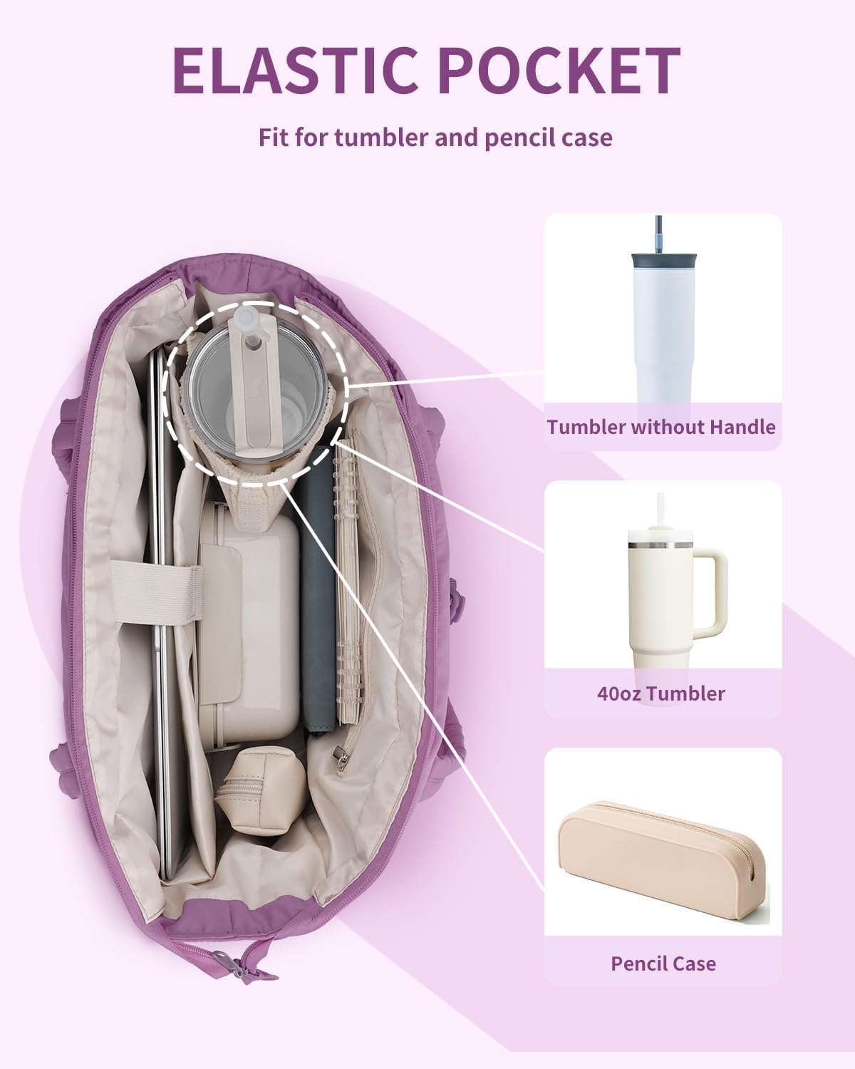 Gewatteerde Puffer Schoudertas met Bekerhouder & Laptop Sleeve voor Reizen en Werk