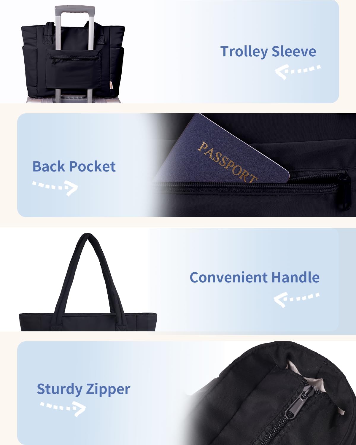 Gewatteerde Puffer Schoudertas met Bekerhouder & Laptop Sleeve voor Reizen en Werk