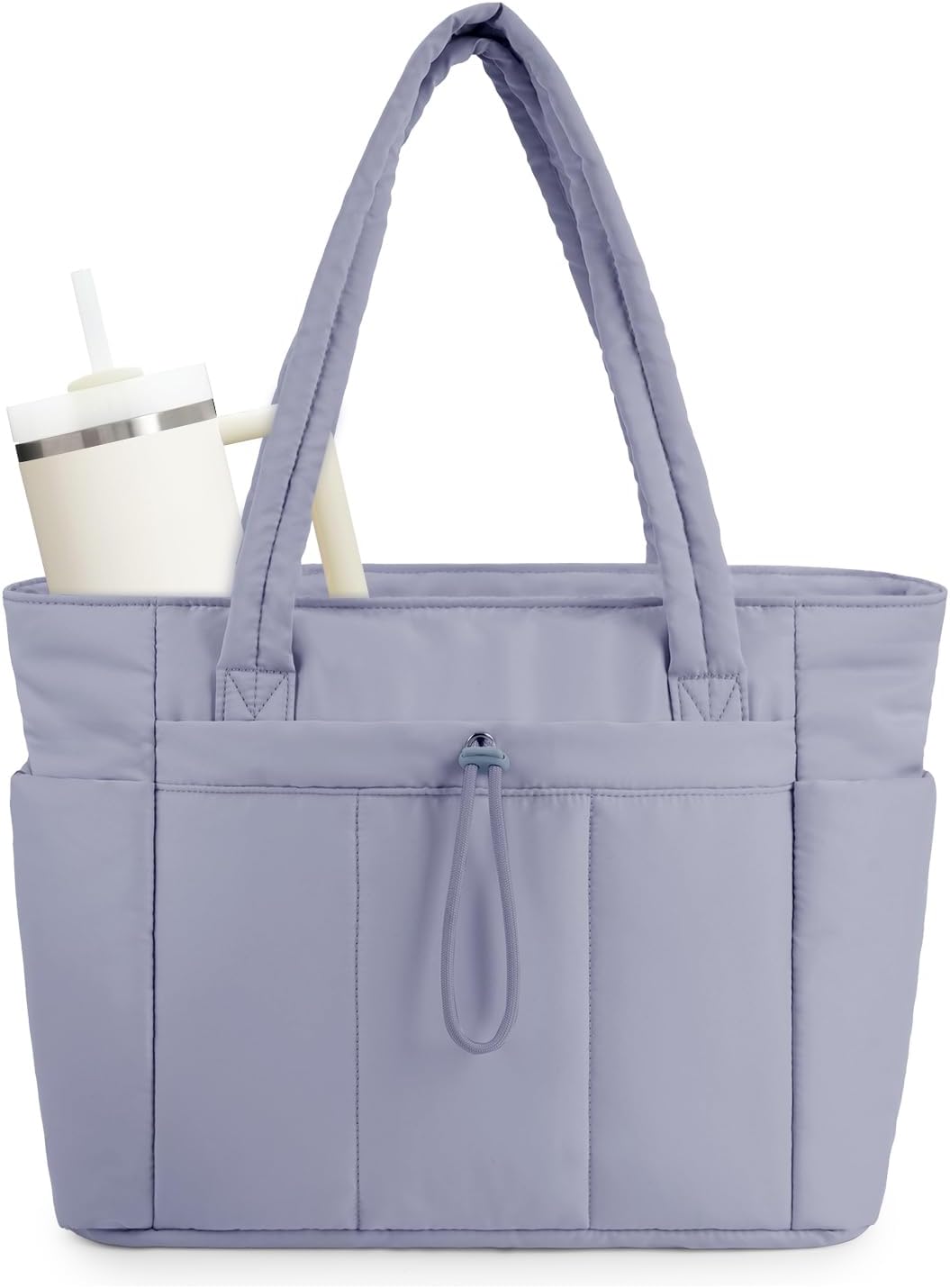 Gewatteerde Puffer Schoudertas met Bekerhouder & Laptop Sleeve voor Reizen en Werk