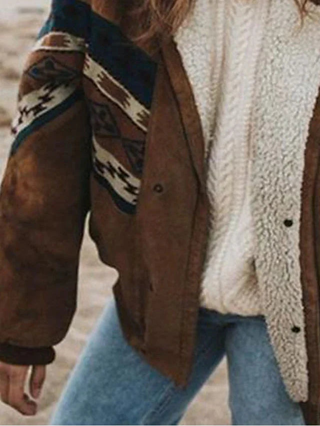 Warme Retro Pluchen Winterjas - Daisy