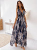Elegante V-Hals Maxi Jurk | Sexy Mouwloze Rugloze Jurk