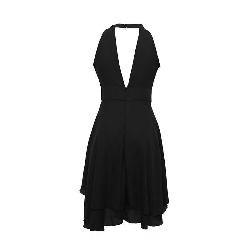 Elegante Zomerse Halterjurk | Hoge Taille Mouwloze Chiffon Midi | Gelaagde Party Slim Fit