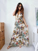 Elegante V-Hals Maxi Jurk | Sexy Mouwloze Rugloze Jurk