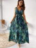 Elegante V-Hals Maxi Jurk | Sexy Mouwloze Rugloze Jurk