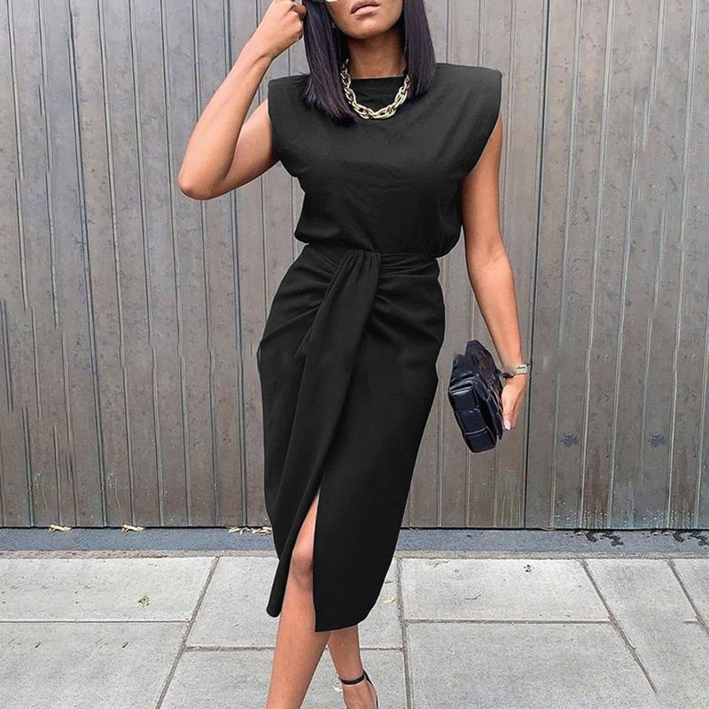 Elegante Hollow Korte Mouw Feestjurk | Vetersluiting Knie-Lengte Jurk