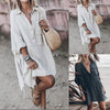 Katoenen Oversized Casual Lange Overhemdjurk voor Vrouwen | Voorjaar Trendy Strandmode