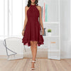Elegante Zomerse Halterjurk | Hoge Taille Mouwloze Chiffon Midi | Gelaagde Party Slim Fit