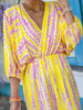 Geometrische Print Boho Puff Mouw V-Hals Jurk | Strandvakantie Kleding